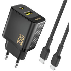 Dudao Strāvas lādētājs ar USB-C kabeli 1m 35W - melns