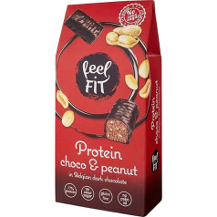 Feel FIT Protein Choco & Peanut, Protein Chocolates in Dark Belgian Chocolate without Sugar, Sugar-Free Sweets, Gluten-Free Chocolate Snacks, 17% Protein, 1 Pack (83 g)