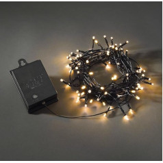 Konstsmide, 3728-800 LED Fairy Lights with On/Off Switch, Light Sensor, 6h and 9h Timer, 80 Amber Diodes, Battery Operated, Outdoor (IP44), Black Cable, Black Box