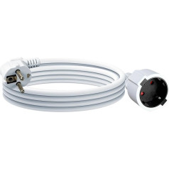 EnergyPro IP44 Extension Cable, 5 Metres, PVC Stom Cable for Indoor Use, Against Overheating, Socket H05VV-F 3G1.5 mm², 16 A, 250 V, White
