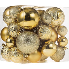 Pack of 32 Gold Shatterproof Christmas Tree Decorations