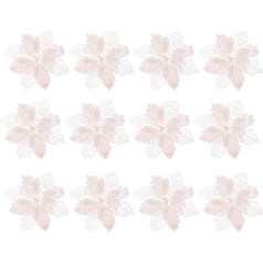 NUOBESTY Pack of 12 Artificial Flowers Hollow Glitter Christmas Star Christmas Tree Decorations Flowers Flowers Embellishments Scatter Decoration Christmas Wreath Christmas