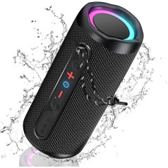 Bluetooth Speaker with Light, Music Box, Portable Bluetooth Box, Waterproof, Dual Bass Drivers, Stereo Sound, Long Battery Life, Hands-Free Function for Phone, Outdoors, Music Enjoyment