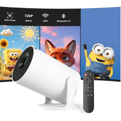 VNEIMQN Mini Portable Projector 4K Supports 720P HD, WiFi 6 Bluetooth Portable Outdoor Cinema Projector with Air Mouse Remote Control, Auto Focus, Ideal for Camping & Home Parties