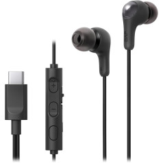 JVC HA-FR9UC-B USB Type-C Wired Headphones with Powerful and Crystal Clear Sound, Practical Microphone and 3-Button Remote Control in Extremely Compact Design (Black)