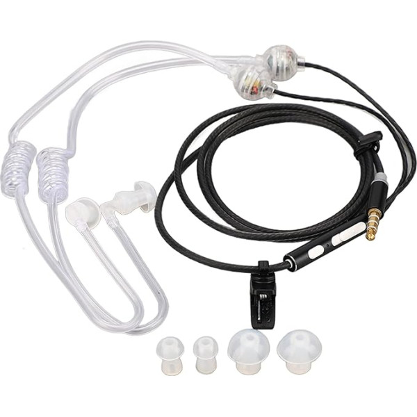 Zunate LC049 Binaural In-Ear Air Channel Headphones 3.5 mm Audio Anti-Radiation Headset Air Tube Earphones Radiation-Free Noise Reduction Headphones for Laptop Tablet (Black)