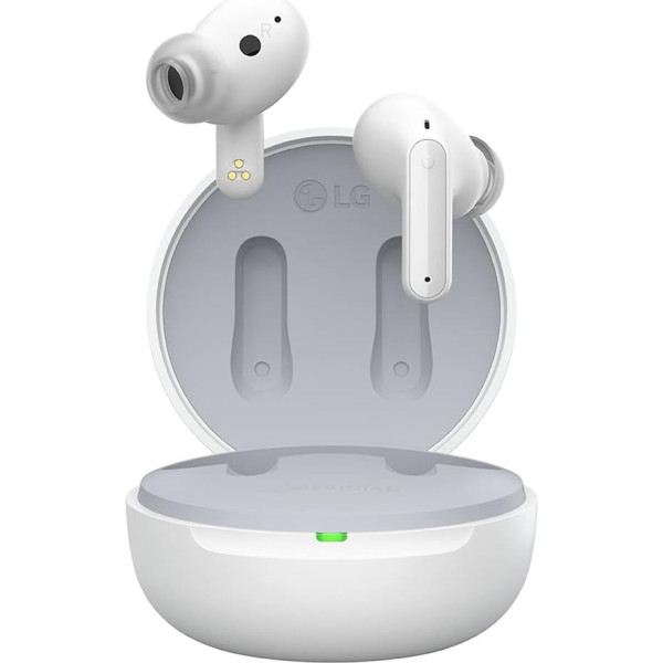 LG Electronics Tone FP5W - True Wireless Bluetooth 5.2 Headphones with Active Noise Cancellation, Meridian Sound, Dual Microphone, Fast Charge, Up to 22 Hours, IPX4 Protection, White Pequeño