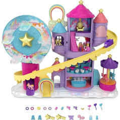 Polly Pocket HBT13 Rainbow Unicorn Fun Theme Park, 3 Different Theme Park Attractions, 7 Play Areas, 2 Dolls, 2 Unicorns and 25 Surprises (Total 30 Playpieces), from 4 Years