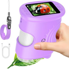 Ashfly Mobile Phone Digital Microscope for Children, 1080P HD 2.0 Inch Screen Pocket Microscope, Microscope LED Lights Connection to PC, Mini Microscope Outdoor Gifts for 4-12 Years, Purple