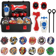 12-in-1 Battle Spinner Set, Bey Burst Turbo Blade Set with 3 Launcher, 4D Battle Spinner of Battle Spinner, Battle Spinner with Portable Storage Box, Gift for Children