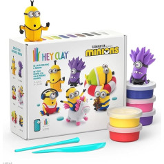 HEY CLAY Minions Set of 15 Cans of Air-Drying Clay with Modelling Tools and Fun Interactive Instructions