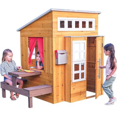 KidKraft 182 Garden Playhouse Modern Wooden Garden Playhouse, Natural, 180.09 x 124.21 x 158.12 cm.