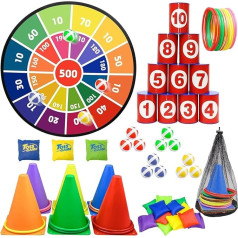 56 Piece Fairground Games Set Children's Dart Game Throwing Game Cone Game Can Game Birthday Games for Children Adults Indoor Outdoor