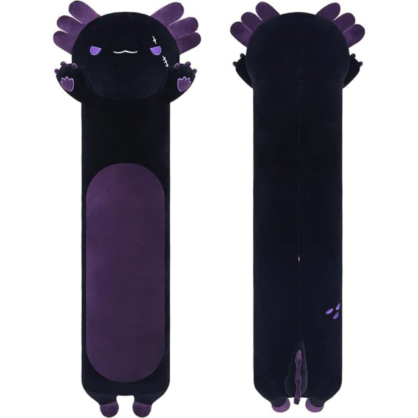 Sausudols Axolotl Plush Toy, Cute Axolotl Plush Toy, Long Axolotl Plush Cushion, Cuddly Cushion, Gift for Children, Girlfriend, Dark Purple, 110 cm