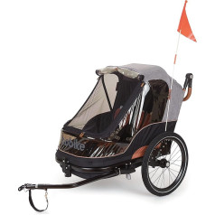 BOBIKE 8616000001 Bicycle Trailer & Pushchair Easy Folding Multifunctional for 1 or 2 Children in Grey
