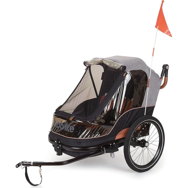 BOBIKE 8616000001 Bicycle Trailer & Pushchair Easy Folding Multifunctional for 1 or 2 Children in Grey