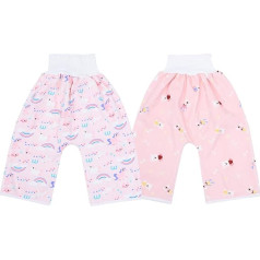Amosfun 2 x Nappy Pants, Waterproof, Absorbent, Breathable Baby Potty Trousers for Toddlers, Toddlers, Children, Baby, Boy, Girl, Night Time, Size L, 4-12 Years