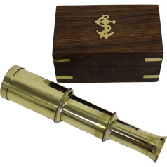 6 Solid Brass Handheld Telescope - Nautical Pirate Spy Glass with Wood Box - NauticalMart by RedSkyTrader