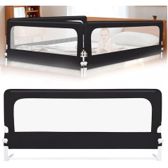 OHMG Bed rail, safety gate for children, safety gate for bed, height adjustable, portable, bed rail, vertical lifting, safety gate against (black-200 x 70 x 26 cm)