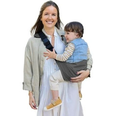 Jané Catch Children's Carrier Side Baby Sling Carrier for Babies from 9 to 48 Months, 100% Cotton, Shoulder Protection, Adjustable, Ergonomic, Non-Slip, Grey