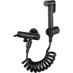 KJJFIPCXP Schwarzes Handheld-Toilettensprühgerät mit Zwei Griffen, Badezimmer-Sprühset zur Wandmontage, Baby-Stoffwindel-Sprühgerät mit Federschlauch