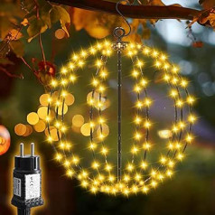 SALCAR LED Christmas Lighting Outdoor, 30 cm, 120 LED Hanging Ball Lights, Waterproof 8 Modes Christmas Decoration Fairy Lights with Timer, Memory Function, for Garden, Party, Indoor, Living Room,