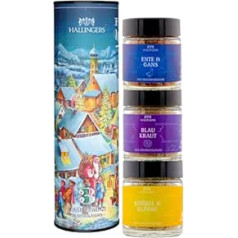 Hallingers Merry Christmas - Christmas 3-Piece Gift Set with Spices in Screw Jars - Festive Gift Box, Vegan (Set) - Gift Ideas Christmas & Gifts Advent Calendar | Glüc