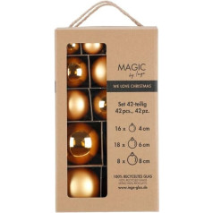 Christmas Baubles Set of 42 Inca Gold with Diameters 4 cm, 6 cm and 8 cm, Christmas Tree Decorations Glass, Gold