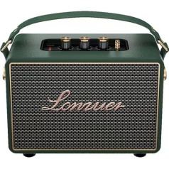 Vintage Home Decor Portable Wooden Bluetooth Speaker with Fabric Grid, Deep Bass and Leather Strap (Green)