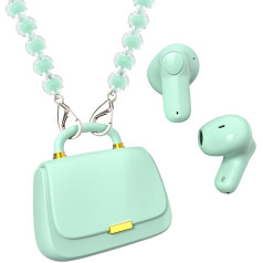 ANCwear Earbuds, Bluetooth 5.3 In-Ear Headphones, 13mm Driver Deliver Premium Sound Headphones, 22-Hour Playtime, Real Wireless Earbuds with Unique Mini Handbag Charging Case (Green/Pearl