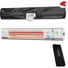 Patio Heater, Infrared Heater 2000 W, Electric Patio Heater with 3 Heat Settings, Wall Mounting, IP65 Waterproof, Infrared Patio Heater for Garden, Patio & Balcony, Silver