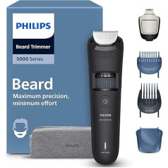 Philips Beard Trimmer 5000 Series - Self Sharpening Metal Blades, 40 Length Settings, BeardSense Technology, Hair Collector, 100% Waterproof, Travel Case, Model BT5765/15