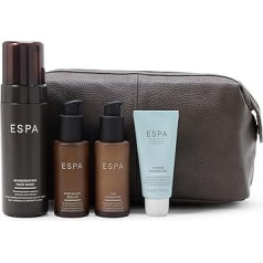 ESPA Men's Grooming Collection, 4-Piece Skincare Gift Set for Him with Invigorating Face Wash, Postshave Rescue, Moisturiser & Fitness Shower Gel, Revitalising Self Care Kit