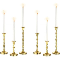 Candle Holder Taper Candle Holder Gold - Set of 6 Tall Vintage Candle Holders Metal Candle Holder Christmas for Table Decoration Party Wedding Living Room Suitable for 2 cm Thick Candles