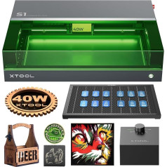 xTool S1 40 W Laser Engraving Machine and Cutter Pre-Assembled with Air Assist and Honeycomb Plate, Auto Focus, 600 mm/s Speed, 498 x 319 mm Working Area for Batch Process for Wood, Metal, Acrylic