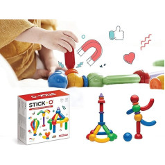 Stick-O Magnetic Building Blocks for Children from 1 Years, Creative Construction Toy, Educational Toy with Magnet, 36 Models for Girls and Boys, Montessori Toy, 30 Pieces Set