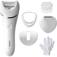 Philips Epilator Series 8000 Cordless Wet and Dry Epilator for Legs and Body, Hair Removal Device with 6 Accessories, Model BRE715/00