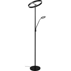Trio Leuchten Willis 449510232 LED Floor Lamp, Metal Black Matt, 39 + 5.5 Watt LED, Light Colour Adjustable, Dimmable