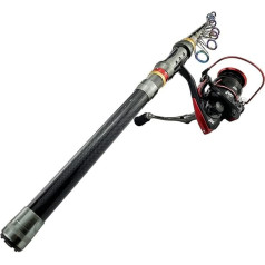 Angelrute Angelrolle Kit 1,8-3,6M Teleskop-Angelrute und Spinnangelrolle Angelset Karpfen Angelrolle Kit Angelrute und Rolle Combo
