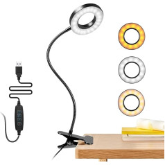 Nachtlichter USB-Klemmlicht, 8W, 48 LED, stufenlos dimmbar, 3 Farbtemperaturen, 360° verstellbar