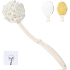 Shower Sponge with Handle, Cream Aid for Back, Bath Brush, Loofah Sponge, Back Brush (White)