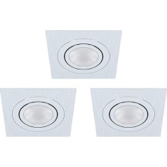 EGLO Areition Recessed Spotlights Set of 3 Brushed Aluminium 3 Recessed Lights with GU10 Socket LED Bulbs Included Flat Swivel L x W 9.5 cm