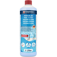 Veddelholzer Poolklar 1 Litre. Crystal Clear for Pool, Whirpool & Paddling Pools. Optimal Pool & Whirpool Accessory Against Cloudy Pool Water. Suitable for all filter types and systems