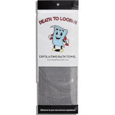 Exfoliating Bath Towel - Extra Long Exfoliating Washcloth for Men and Women - Quick Drying Nylon Towel for All Skin Types - Exfoliating Body Scrubber Cloth for Shower - Grey