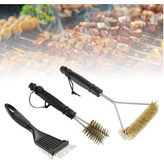 Pack of 3 Brass Grill Brush for Cast Iron Grate, 2-in-1 Grill Brush Brass with Stainless Steel, Grill Brush Brass Bristles Cleaning Brush, Brass Brush Grill for Gas Grill, Charcoal Grill, Cooking