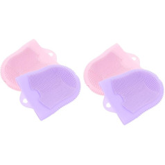 Ipetboom Pack of 4 Cleansing Massage Fingercots Facial Cleansing Brush Detergent Child Handheld Silica Gel 11.8 x 10 cm x 2 Pieces