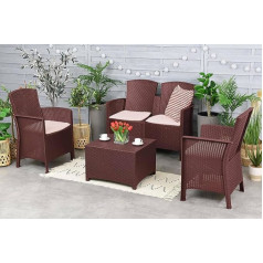 Dmora - Urano Outdoor Lounge Set, Garden Furniture Set with Cushions, Rattan Effect Seating Area, 100% Made in Italy, Brown