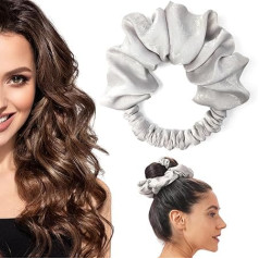 BLINKEEN Heatless Curling Scrunchie, Heatless Hair Curler to Sleep In, No Heat Curls for Long Hair, Soft Sleep Hair Roller (Light Grey)