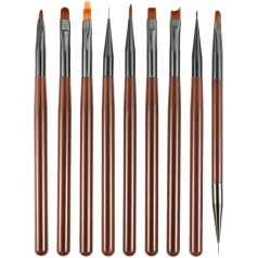 LZZYFPX 9 STÜCKE UV Gel Nagel Pinsel Liner DIY Malerei Stift Maniküre Acryl Zeichenpinsel for Nail Art Design Nägel Spitze Display Malerei Werkzeug(Transparent Coffee)
