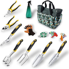 Garden Tool Set, 32 Pieces, Ergonomic Rubber Handles with Multiple Heads, Durable Storage Bag, Garden Tools as a Gift for Men and Women